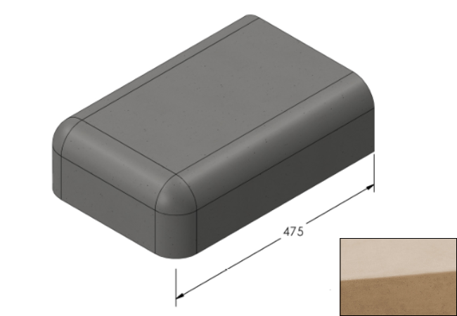 Willowcrete 325mm x 475mm Flat Top Bullnose Edge Coping Stone