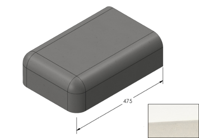 Willowcrete 325mm x 475mm Flat Top Bullnose Edge Coping Stone