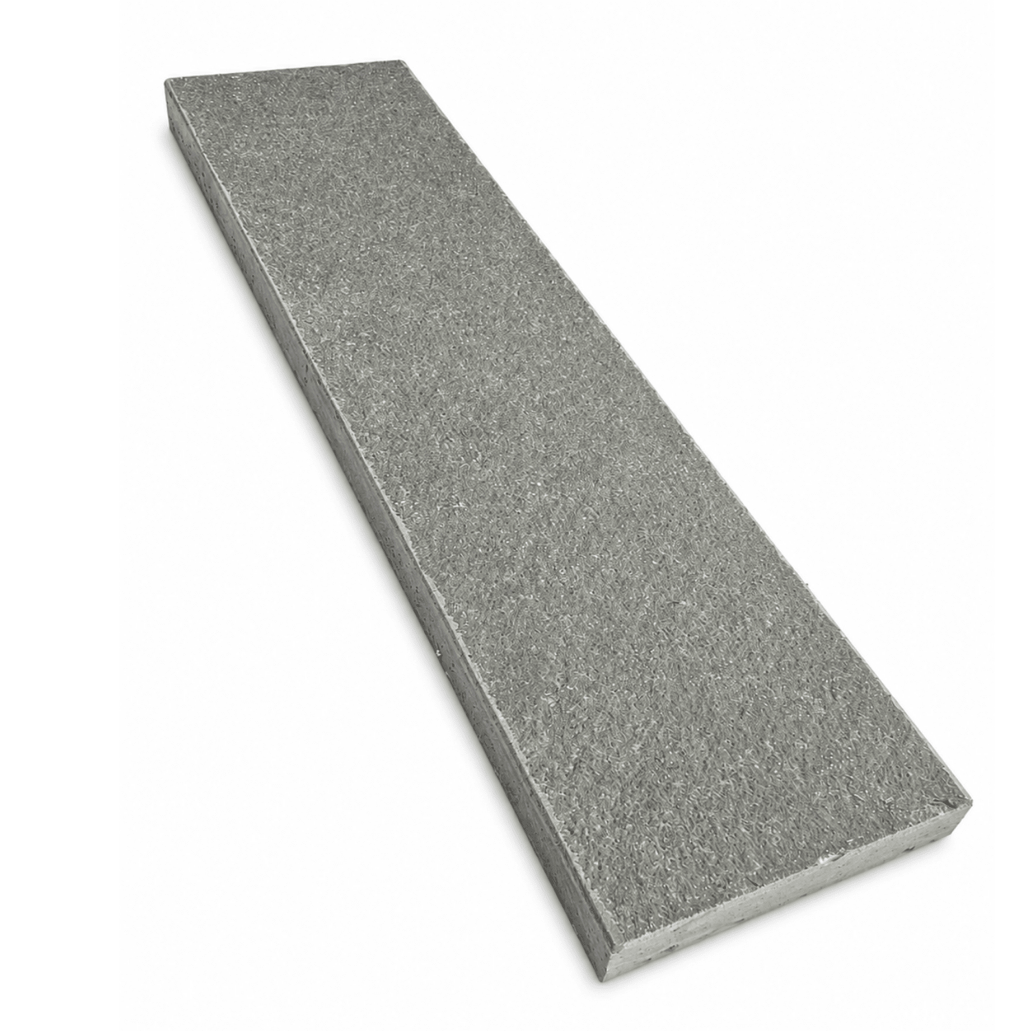 A rectangular grey textured stone or concrete tile sample shown at an angle on a plain white background.