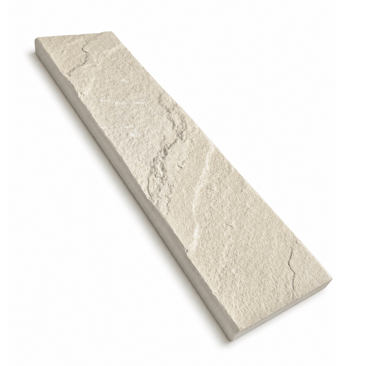 A single rectangular stone tile with a textured, natural surface in a light cream or off-white colour, shown at an angle on a solid white background.