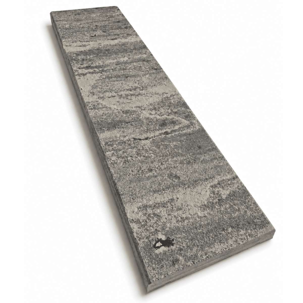 A rectangular grey stone sample tile with a textured, speckled surface, shown at an angle on a white background.