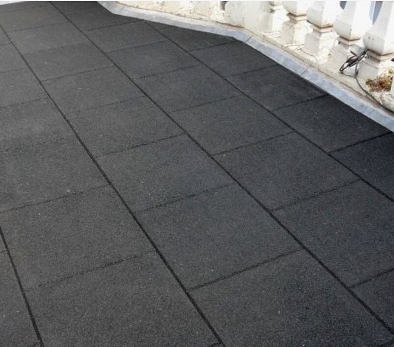 Castleflex Interlocking Rubber Promenade Tiles 500mm x 500mm - Carbon Black