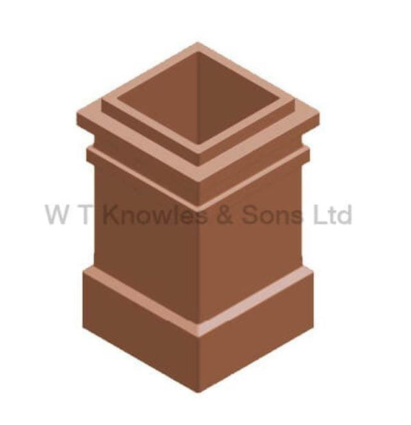 Clay Plain Square 2 Bead Chimney Pot For Solid Fuel