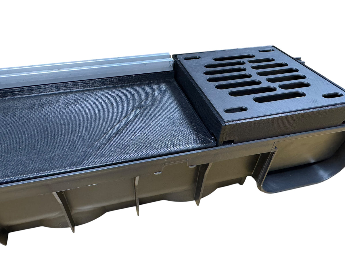 Tray with a grid-like structure on a white background