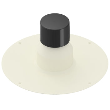 A white, smooth flange roof vent with a black cup on top, designed for efficient water vapour extraction and roof ventilation.