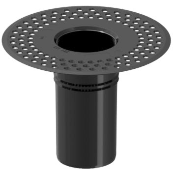 A black, perforated flange roof drain connector made of TPE.