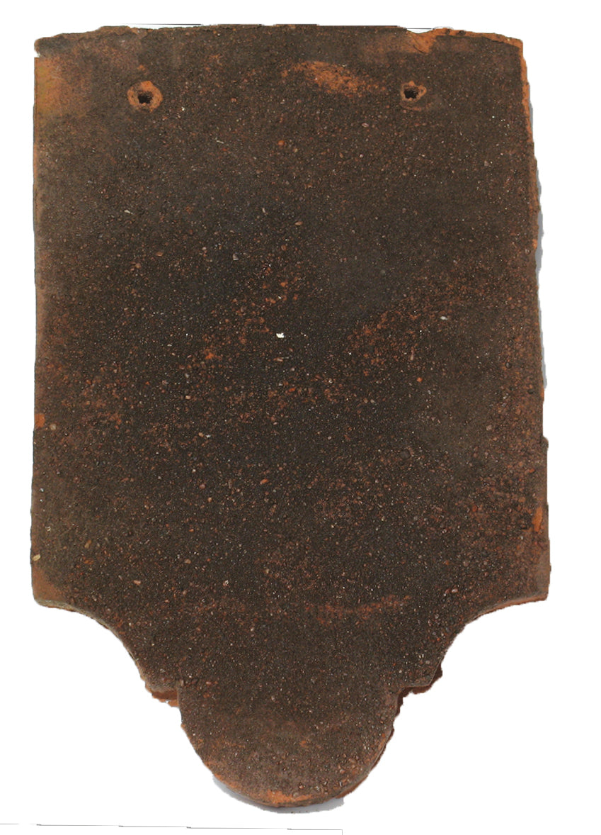 Ornate D.S. Club decorative roof tile with curved base detail from Tudor Tiles, ideal for adding character to traditional clay roof finishes.