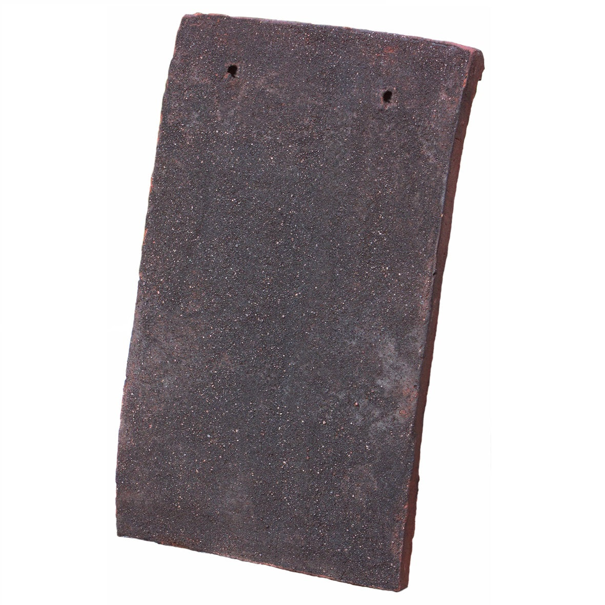 Close-up of Tudor Dark Antique peg tile with rich weathered tones