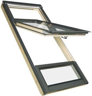 Fakro Duet Pro Sky High Pivot Natural Pine Pitched Roof Window