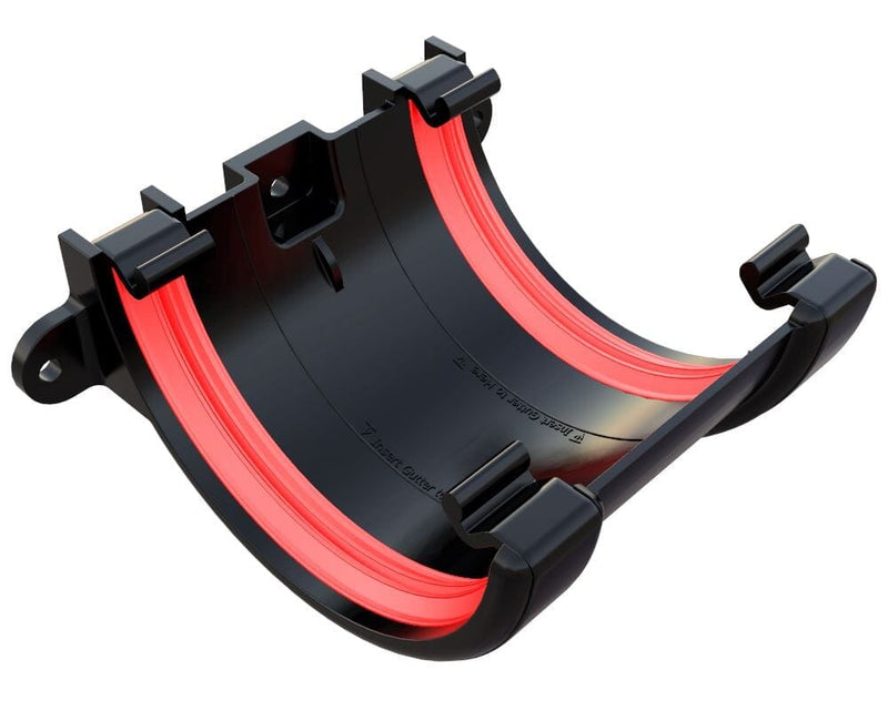 Freeflow Half Round Style Plastic Guttering Union Bracket - Black - Roofing Supplies UK