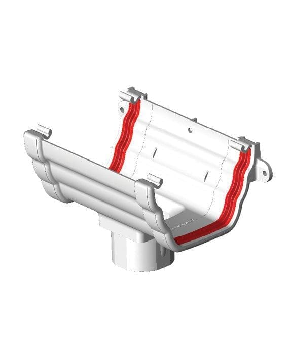 Freeflow Ogee Style Plastic Guttering Running Outlet - White - Roofing Supplies UK