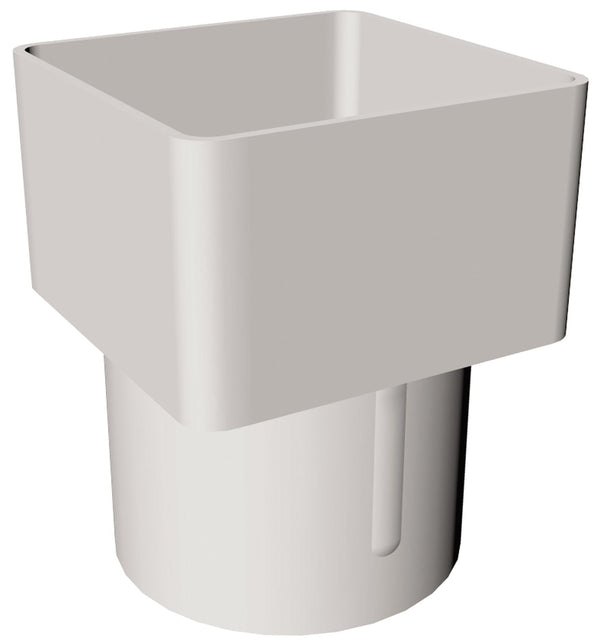 Freeflow Plastic Square to Round Pipe Adaptor - White - Roofing Supplies UK