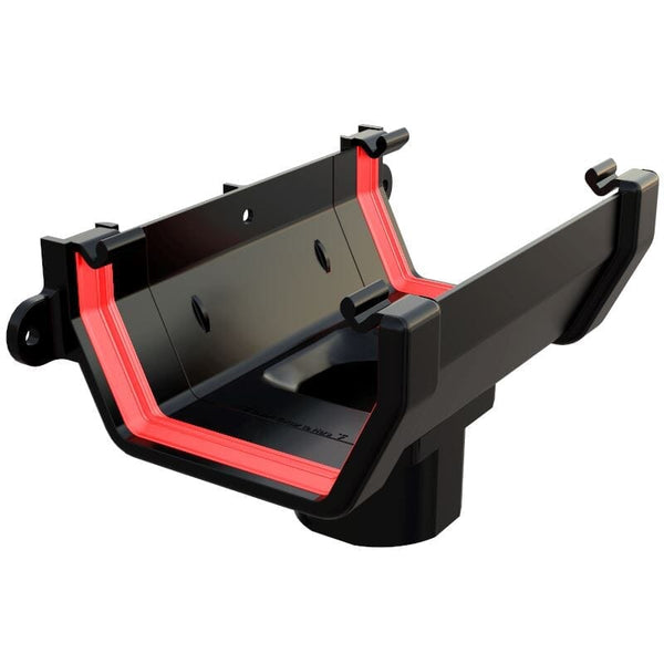 Freeflow Square Style Plastic Guttering Running Outlet - Black - Roofing Supplies UK