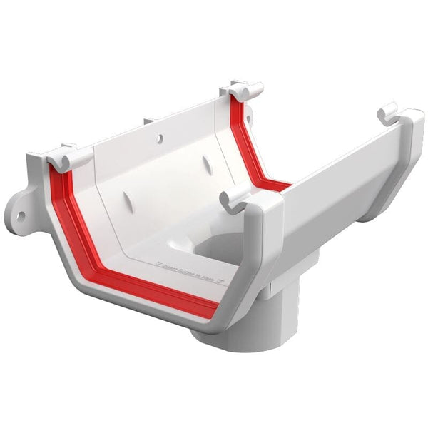 Freeflow Square Style Plastic Guttering Running Outlet - White - Roofing Supplies UK
