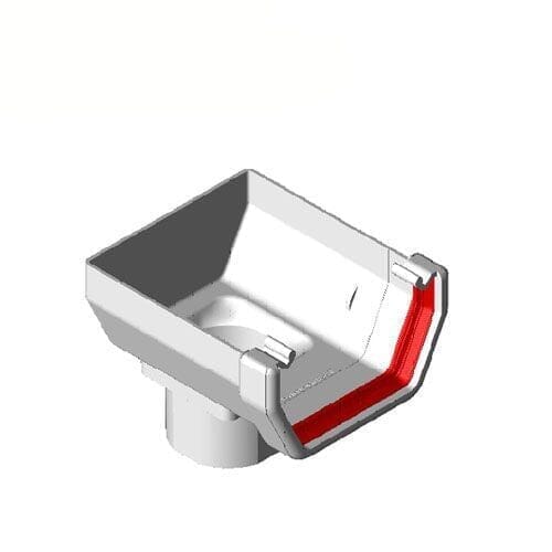 Freeflow Square Style Plastic Guttering Stopend Outlet - White - Roofing Supplies UK