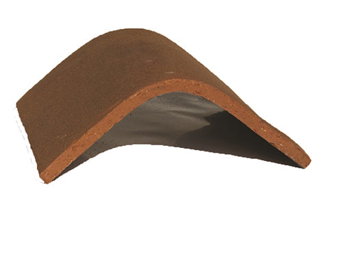 Hogs Back ridge tile, handmade from clay with smooth arched profile


