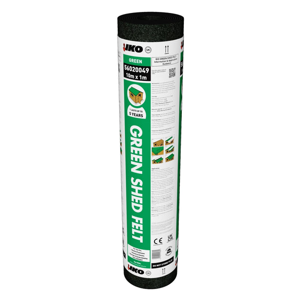 IKO Green Fibreglass Shed Roofing Felt - 10m x 1m - Roofing Supplies UK