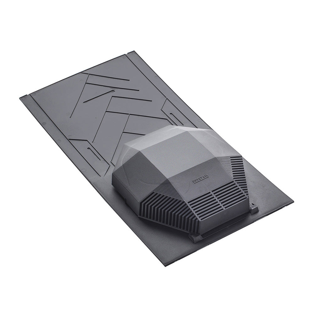Front view of 10k Slate Vent in slate grey, designed for discreet roof ventilation