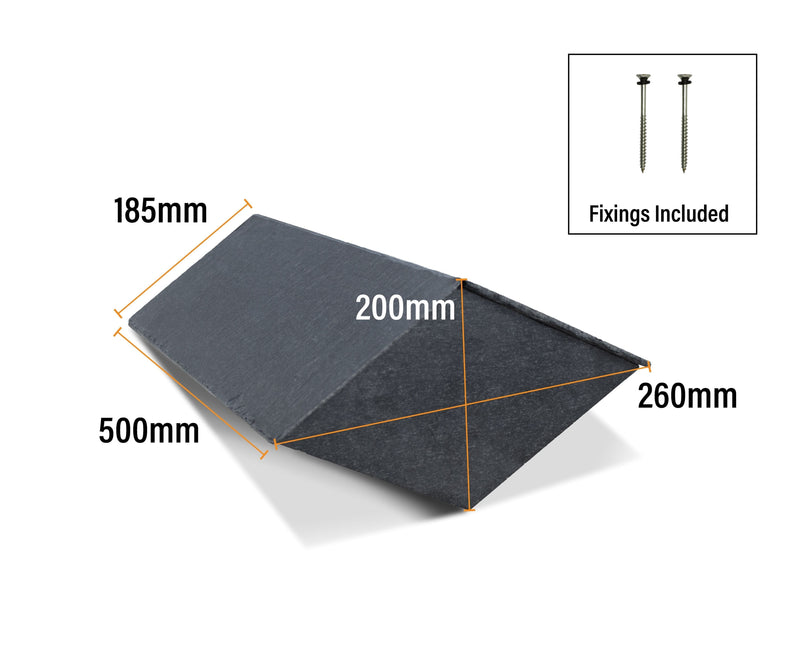 Mayan RealRidge Natural Slate Overlap Block End Ridge Tile 500mm - Roofing Supplies UK
