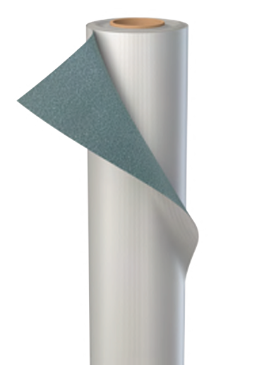 Speckled green-grey coated woven glass-fibre membrane, with no text or images.