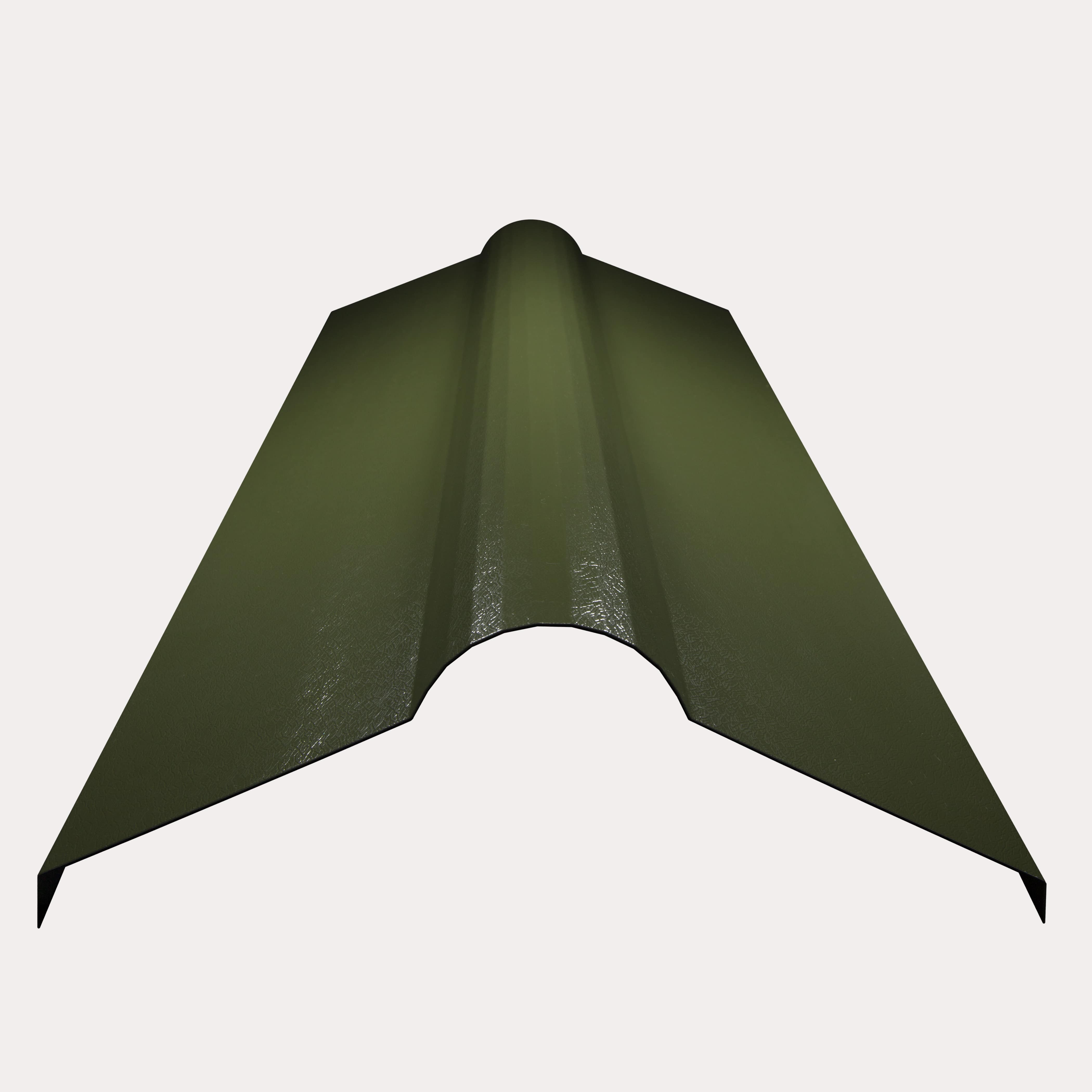 Hornsey Plastisol Coated Roll-Top Ridge Cap Flashing - Olive Green - Pack 3