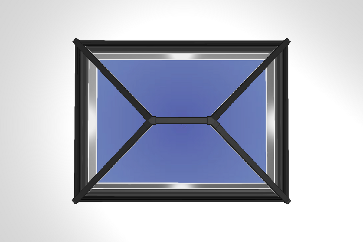 Korniche aluminium roof lantern in black, viewed from above