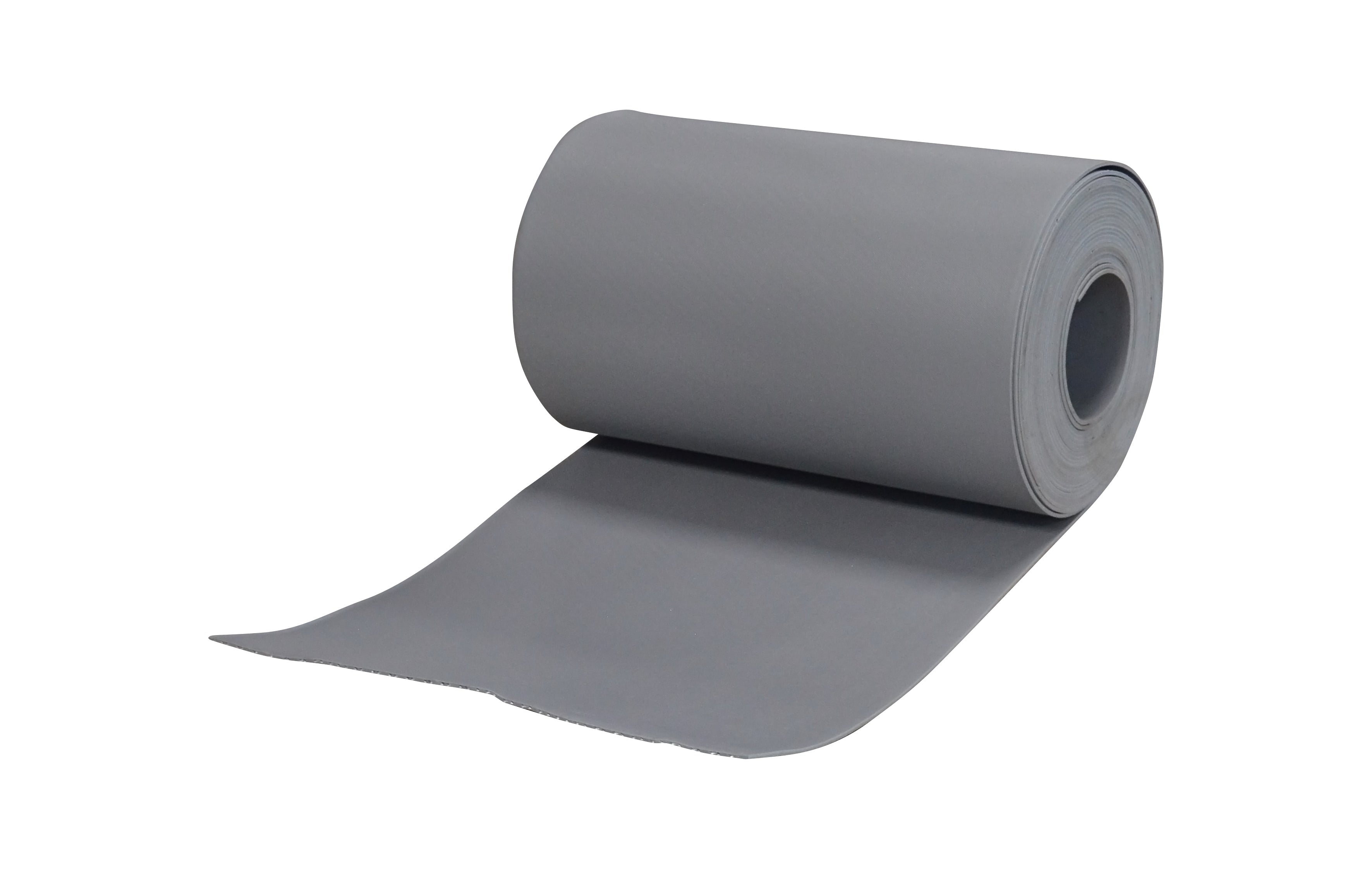 A roll of roofroll Stone EPDM flashing partially unrolled to show its flat profile.