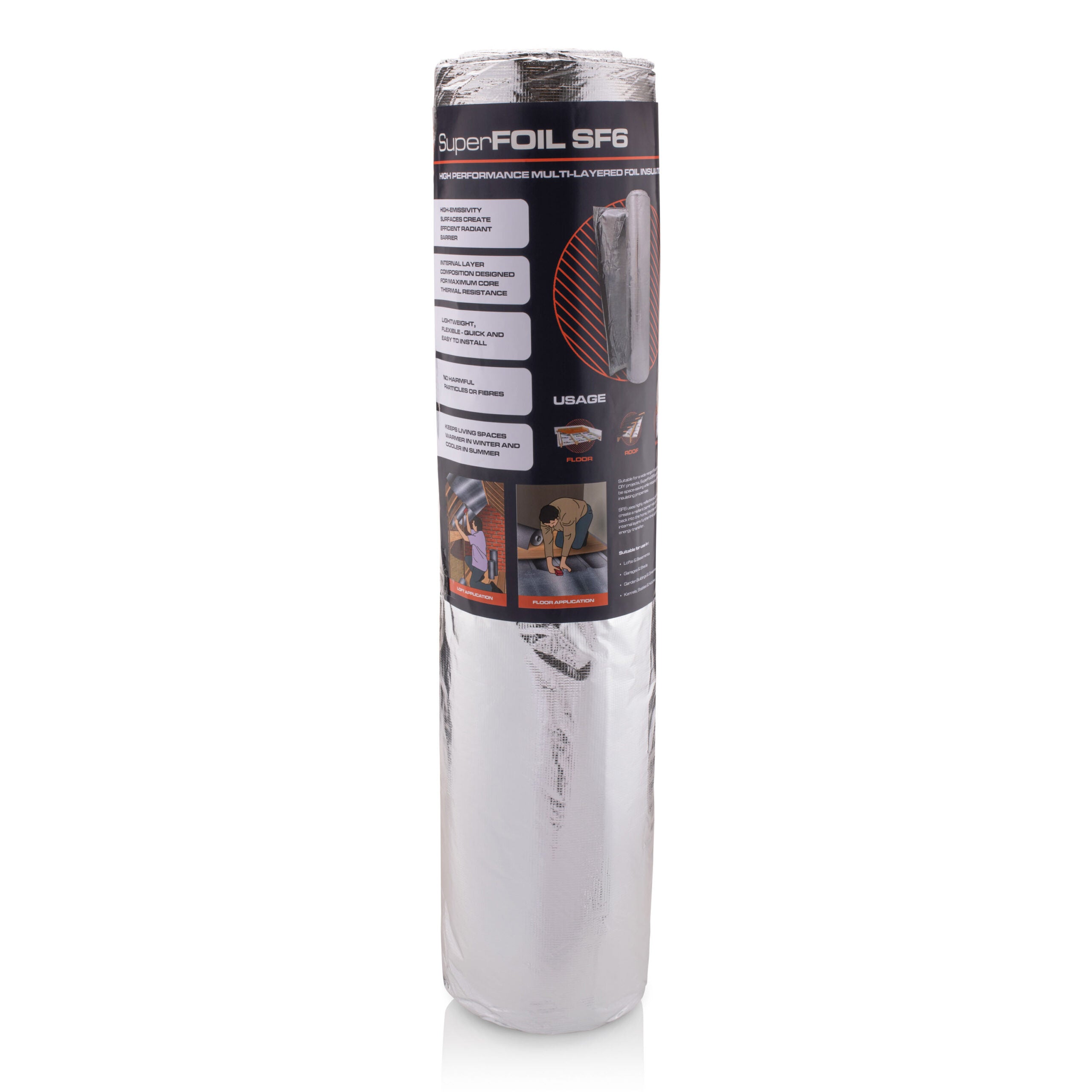 Roll of SuperFOIL SF6 with packaging on a white background