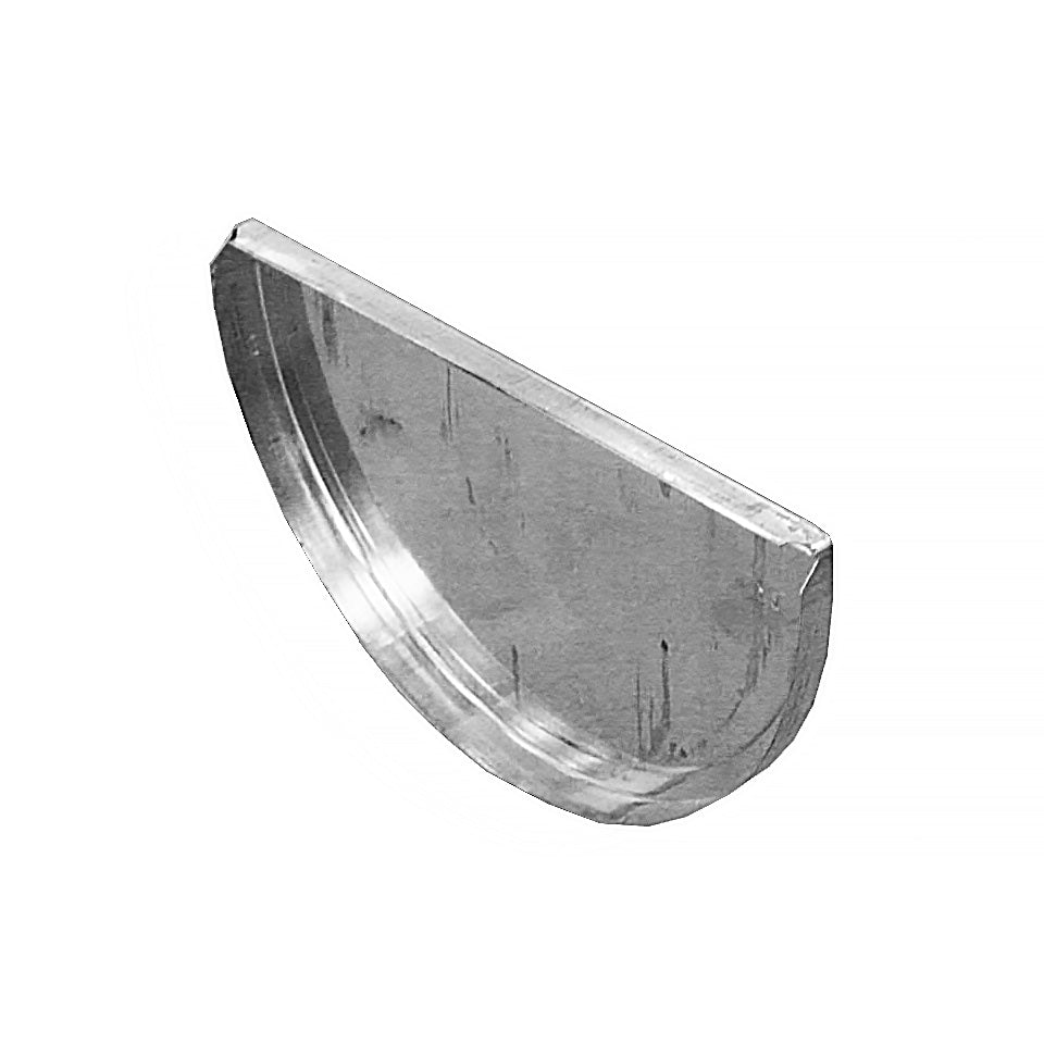 Metal Gutta stainless steel half round 125mm stop end sealing the end of a gutter run.