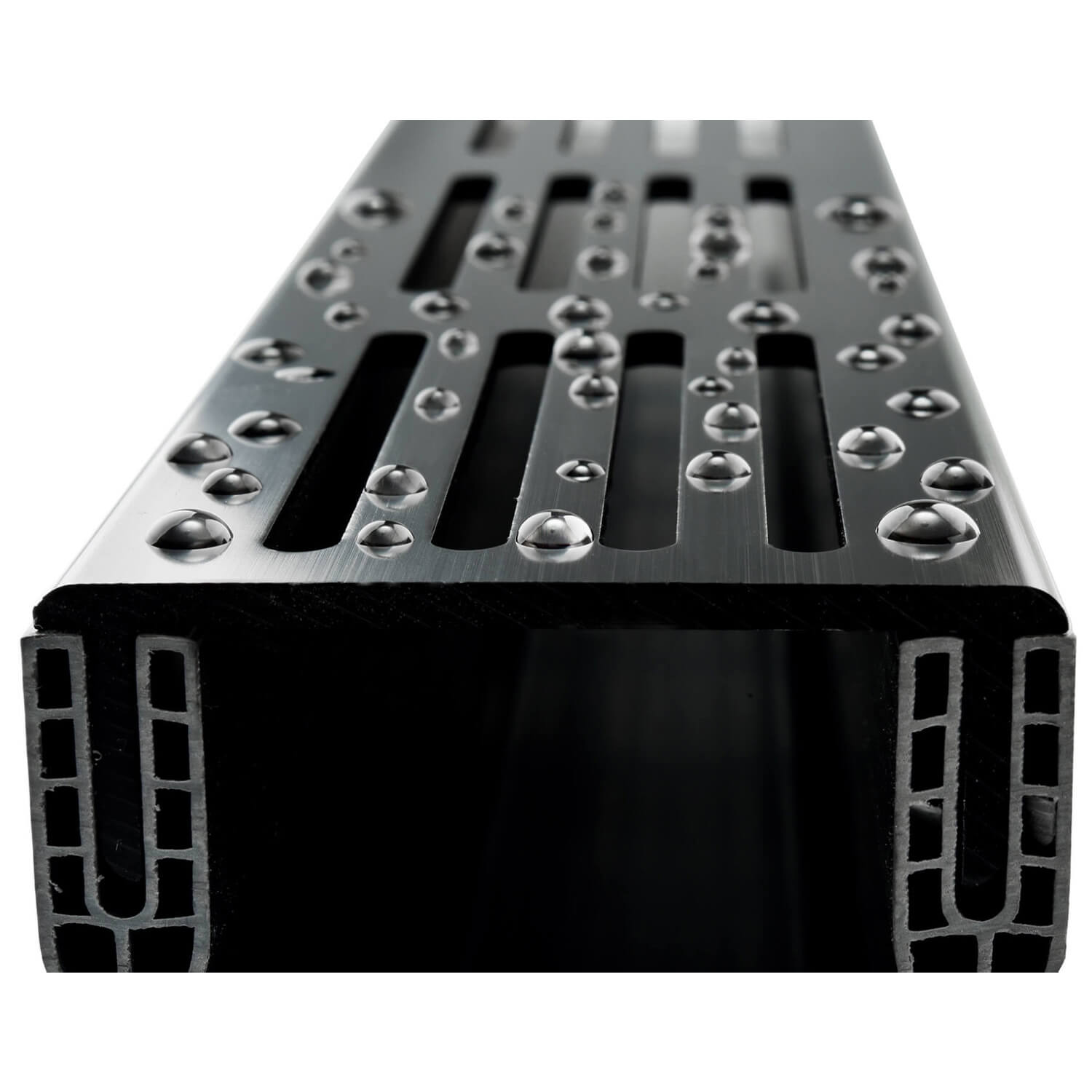Alusthetic PVC Threshold Channel Drain with Aluminium Black Grating | 1m Length