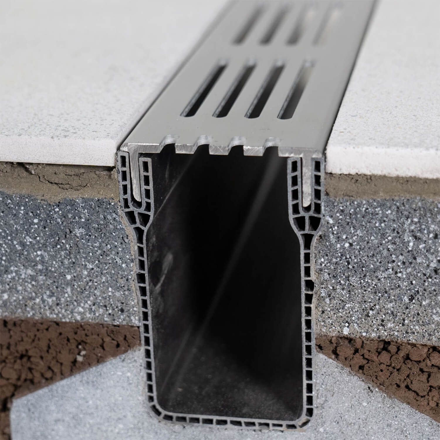 Alusthetic PVC Threshold Channel Drain with Aluminium Silver Grating | 1m Length