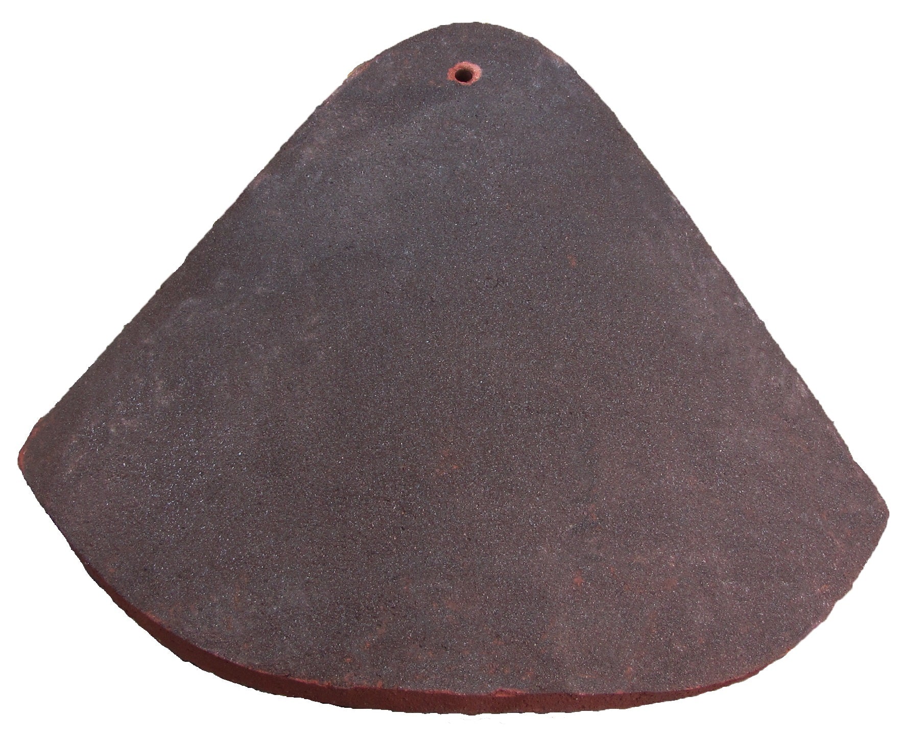 Top view showing smooth arched shape of eyebrow hip tile on pitched roof