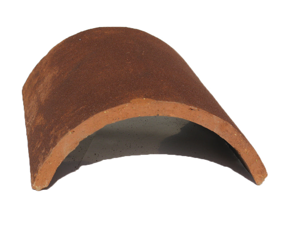 Handmade third round ridge tile offering smooth curved roofline detail

