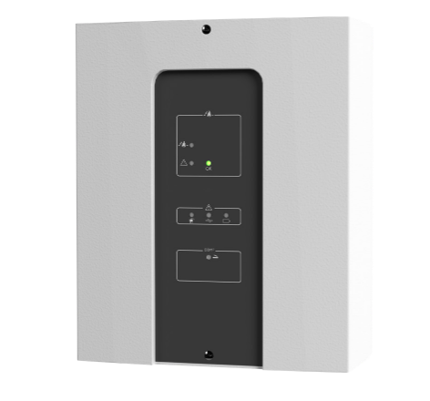 Control panel with buttons and display on a white background