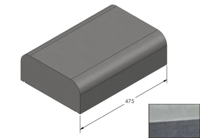 Willowcrete 325mm x 475mm Flat Top Bullnose Edge Coping Stone