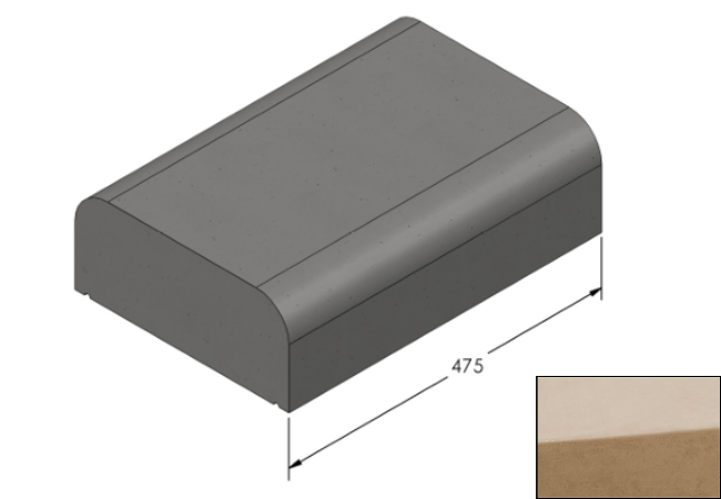 Willowcrete 325mm x 475mm Flat Top Bullnose Edge Coping Stone