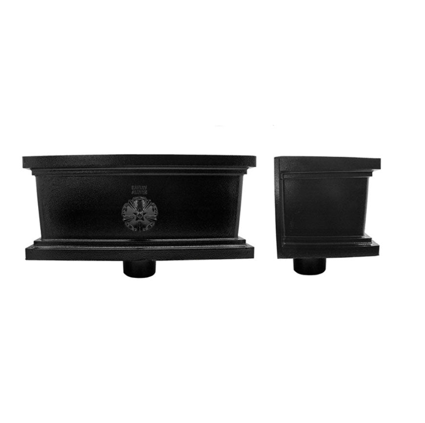 Ornamental black aluminium square drain hopper for 72x72mm downpipes 