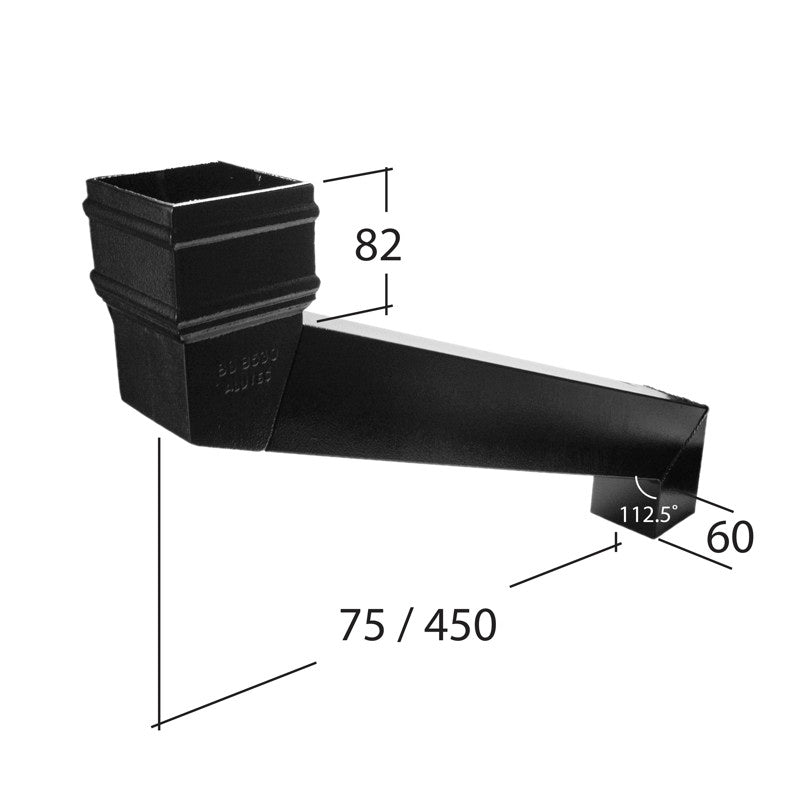Alutec Traditional 72x72mm Adjustable Aluminium Offset Square Eaves Bend 75-450mm (2 Part)