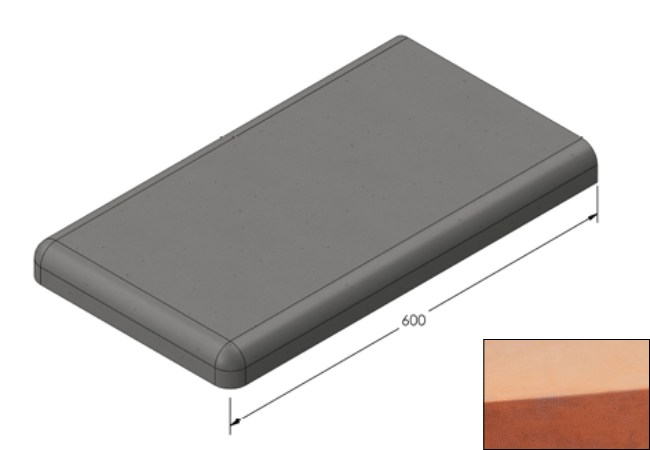 Willowcrete 335mm x 600mm Flat Top Bullnose Edge Coping Stone