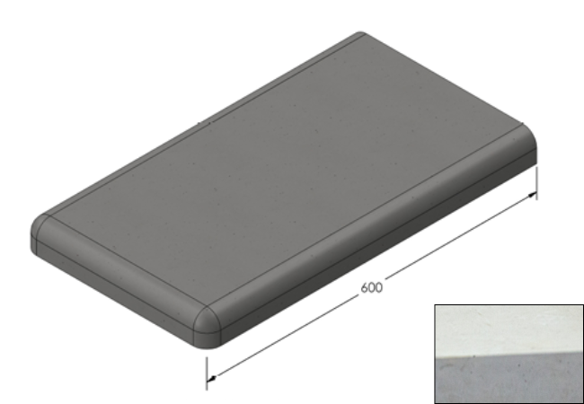 Willowcrete 335mm x 600mm Flat Top Bullnose Edge Coping Stone
