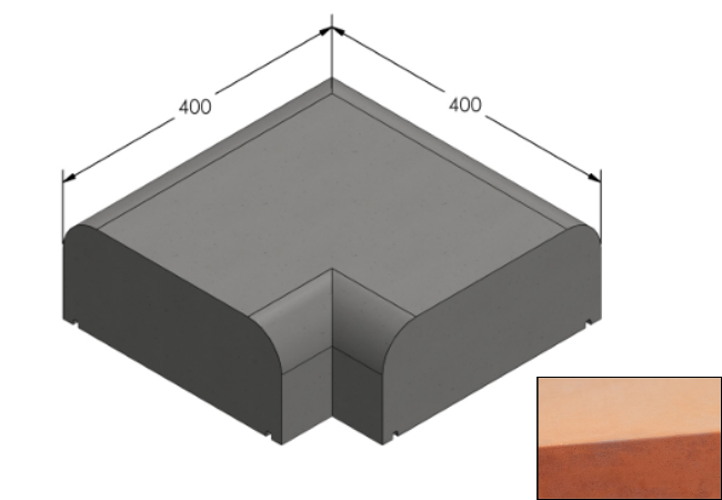Willowcrete 325mm x 475mm Flat Top Bullnose Edge Coping Stone