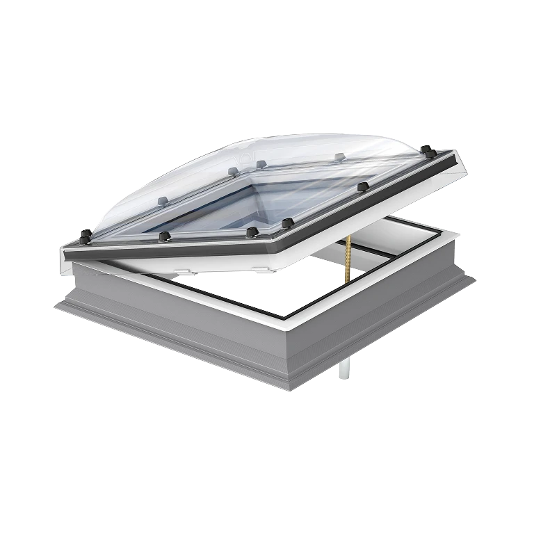 FAKRO DMC-C P2 manual opening flat roof dome - product shot, open