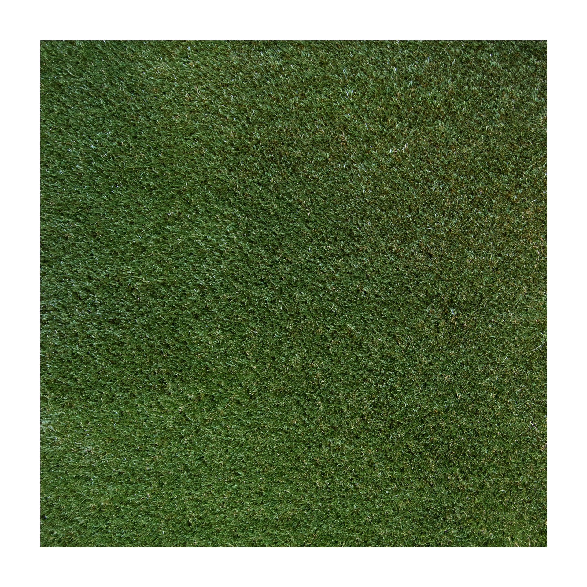 Top down view of the Rubbertech ecotred Turf artificial lawn tile with realistic green grass finish