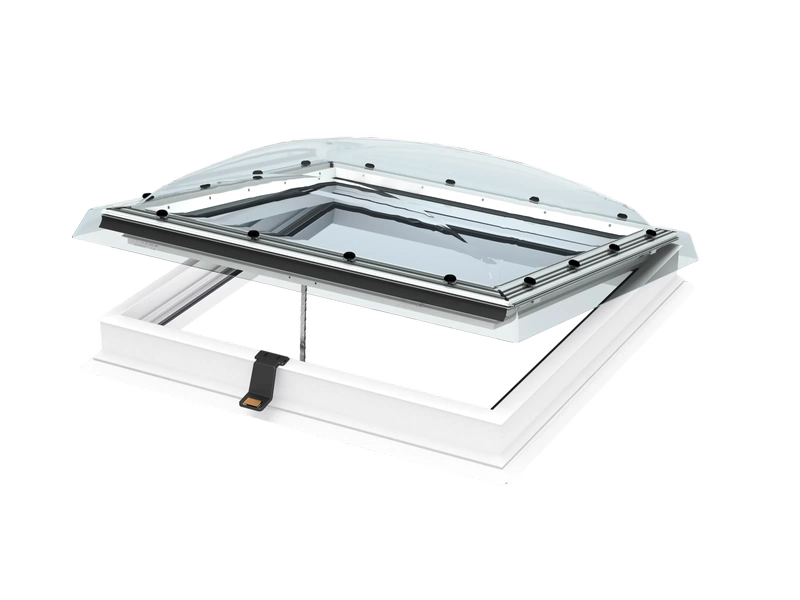 VELUX INTEGRA CVP electric flat roof window with clear ISD dome - product shot, open